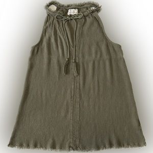 Mustard Seed Army Green Boho Top